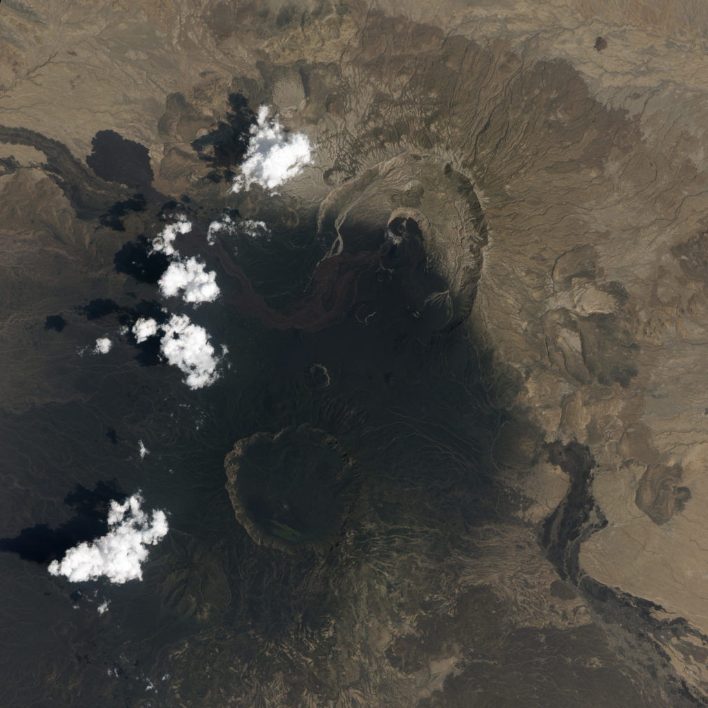 Satelitná snímka vulkánu Nabro.Eritrea.